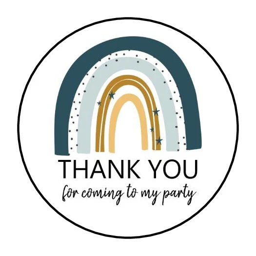 30 1.5" THANK YOU RAINBOW ROUND ENVELOPE SEALS STICKERS FAVOR LABELS - Image 1 of 1