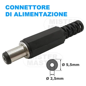 CONNETTORE DI ALIMENTAZIONE SPINOTTO MASCHIO 5,5 x 2,5 mm DC POWER JACK -4 PEZZI - Foto 1 di 5