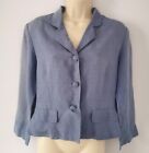 Monsoon Vintage 90s Pam Am Powder Blue Silk Jacket Coat 10 12 Retro Blazer 