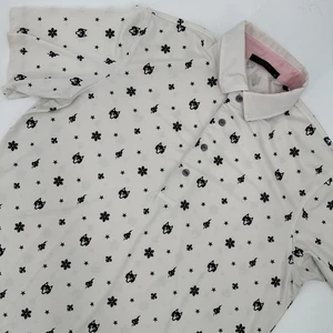 Greyson Polo Shirt Mens Medium White Wolf Print Performance Golf Gator Creek - Picture 1 of 12