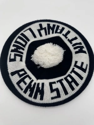 Винтажная вязаная шляпа 70-х Penn State Nittany Lions с коротким счетом и помпонами для взрослых OSFM - Изображение 1 из 4