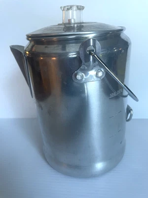 Percolador de aluminio 9 tazas fogata camping cafetera tetera olla caza senderismo Foto 1 de 4