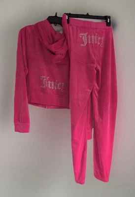 NUEVO CON ETIQUETAS Y2K JUICY COUTURE OG Bling Terciopelo Chándal Sudadera con Capucha Pantalones Rosa Vixen GRANDE Foto 1 de 4