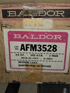 3/4 HP BALDOR MOTOR, Frame 56Z w/Base, 3480 RPM, 3-Phase, 230/460 Volts, *TENV* - Picture 1 of 8