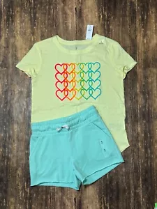 Gap Kids M/L Heart Shirt With Cotton Pull On Shorts - Picture 1 of 3