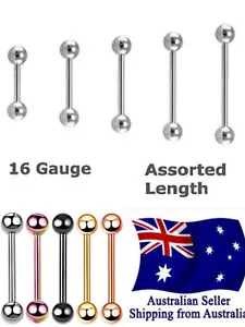 316L Steel 16g Straight Bar 3mm Ball Barbell Ring Ear Nipple Body Piercing 1pc - Picture 1 of 1