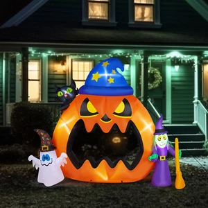 7FT Pumpkin Photo Prop Inflatable Halloween Outdoor Decorations Blow Up Décor - Picture 1 of 8