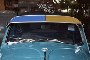 VW Escarabajo Bug Exterior Vintage Parasol Aluminio Malla Rojo + Amarillo Parasol - Imagen 1 de 3