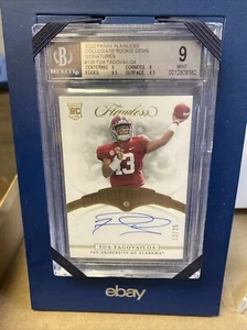1/1 TUA TAGOVAILOA 2020 PANINI FLAWLESS RC GEMS AUTO DIAMOND JERSEY #13/25 BGS 9 - Picture 1 of 7