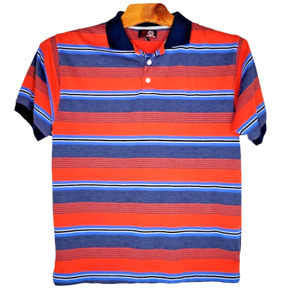 Burnside Polo Shirt Size Large Red Blue Purple Stripe Short Sleeve