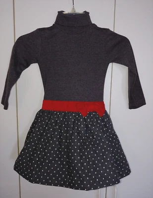 VESTIDO CUELLO ALTO LANA/ALGODÓN GRIS NIÑA MARCO & LIZZY CON CRINOLINA-NUEVO SIN ETIQUETAS-LINDO Foto 1 de 4