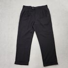 Brooks Brothers Dress Pants Mens 36x29.5 Black Straight Leg Pleated Hemmed Wool