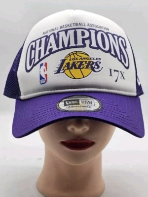 Chapéu caminhoneiro comemorativo 9FORTY Los Angeles Lakers New Era 17x League Champs - Imagem 1 de 4