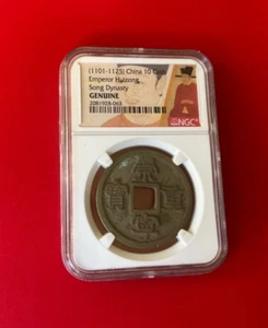 1101-1125 CHINA 10 CASH EMPEROR HUIZONG SONG DYNASTY NGC GENUINE - Picture 1 of 2