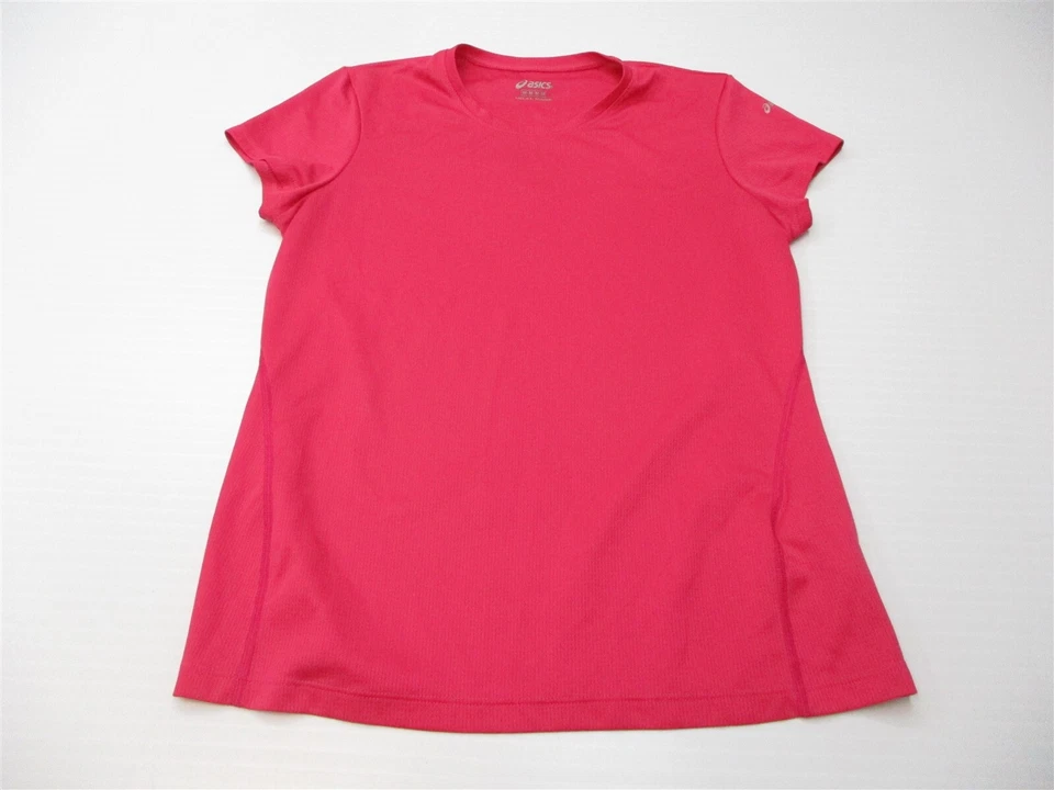 亚瑟士女式 M 码汗布网眼热粉色圆领跑步 T 恤 — 第 1/4 张图片