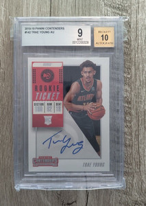 2018-19 Contenders Trae Young Autograph Auto Rookie Ticket Ball At Waist BGS 9