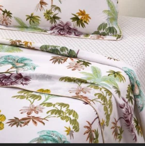 $795 Yves Delorme Queen Cubierta Plata Oro Copo de Nieve Bordado Edición Limitada Francia - Imagen 1 de 24