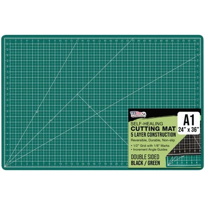 Alfombra de corte duradera de doble cara autocurativa de 5 capas VERDE/NEGRO 24" X 36" Foto 1 de 4