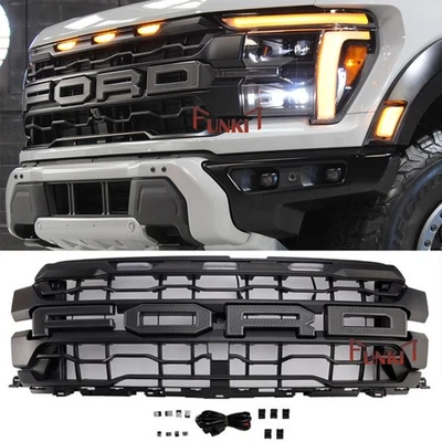 Replacement Front Bumper Grille For 2024 2025 Ford F150 Raptor Grill W/LED Light - Image 1 of 4