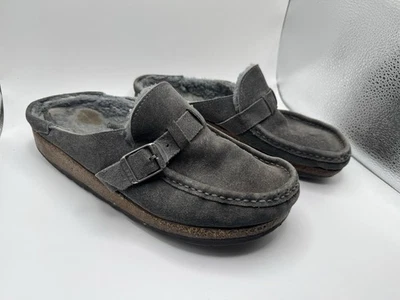 Tamanco feminino Birkenstock Buckley couro camurça marinho mocassim EUA 8/8.5 39EU - Imagem 1 de 4