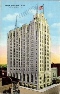 Vintage Michigan MI Postcard Union Industrial Building Flint 1939 Genesee County - Picture 1 of 3