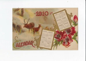 Vintage PC - 1910 Calendar - Bull Elk in Winter - Embossed - Unposted - GC - #2 - Picture 1 of 2