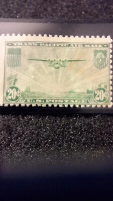 U.S. Stamps, Scott #C20, Green, Airmail, 20 cent, M/F/NG, 1935, Trans-Pacific - Image 1 of 3