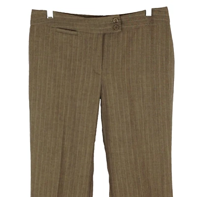 BRIGGS NY womens straight career dress pants size 8 stretch brown striped flat - Image 1 of 4