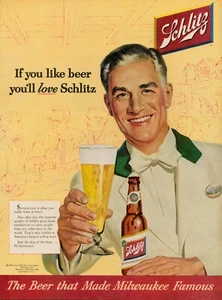 1954 Schlitz Bier Vintage Retro Druck Anzeige Milwaukee berühmte Barkeeper Bar zufrieden - Bild 1 von 8