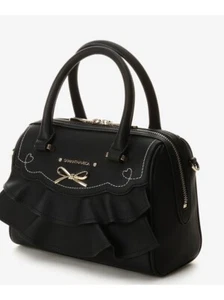 Samantha Vega Frill Ribbon 2 Way Handbag Shoulder Black Women's New - Picture 1 of 5
