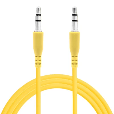 Cable auxiliar de audio de extensión de puerto mini conector macho a macho estéreo amarillo de 3,5 mm Foto 1 de 2