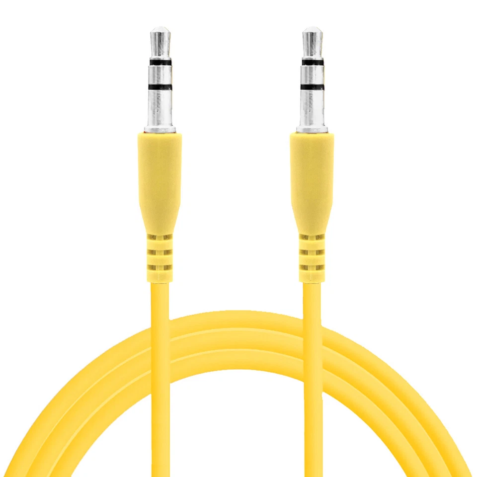 Yellow 3.5mm Stereo Male to Male Mini Jack Port Extension Audio Aux Cable Cord - Image 1 of 2