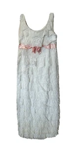 Vintage 50s Womens Small Tiered Frilly Lace Bow Gown Dress Romantic Angel Fairy - Picture 1 of 9