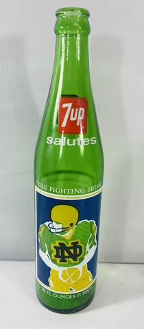 1977 Notre Dame Fighting Irish National Champion 7up Bottle Empty Cover