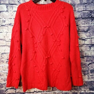 Ava & Viv Bright Red Acrylic Cable Knit Sweater Size X, 14 - Picture 1 of 6