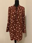 Umgee Womens Top Size Medium M Red Burgundy Floral Bell 3/4 Sleeves Tunic Blouse