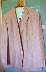 Sommer Sakko Jacke Leinen orange weiß gestreift Gr. 62 Fa. Bäumler - Bild 1 von 12