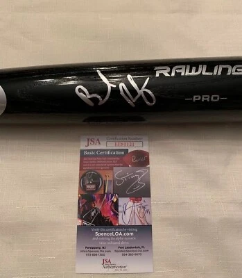 Brendan Rodgers Autographed Signed Rawlings Black Bat Colorado Rockies JSA COA - Image 1 of 3