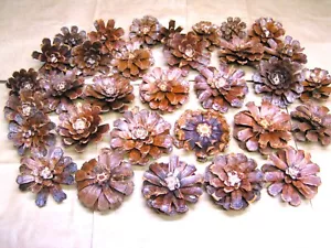 32 Pine cone flowers, slices, zinnia daisy pieces for crafts, wreaths, set 1124 - Picture 1 of 7