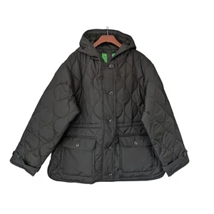 J. Giacca Crew Oslo PrimaLoft trapuntata con cappuccio nera taglia large nuova con etichetta $228 CF691 - Foto 1 di 8