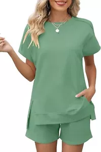 LOMON Womens Fashion 2 Piece Outfits Sweatsuits 2025 Medium, Gray Green - Picture 1 of 5