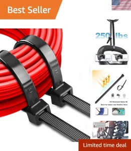 Industrial-Grade Nylon 66 Zip Ties 36 Inch 250lbs Pack of 30 - Heavy Duty - Picture 1 of 10