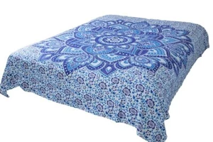 AamiraA Hippie Blue Lotus Mandala Tapestry Bohemian Wall Hanging Throw Dorm - Picture 1 of 10