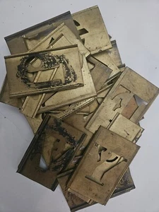 Vintage Lot Reeses Brass Stencils Interlocking Adjustable Letters 3”, See Desc - Picture 1 of 3