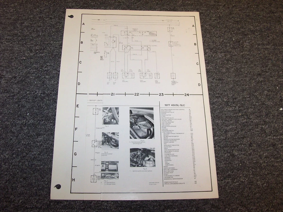 Mercedes Benz 450SL 1977 y 450SLC, manual de diagrama de cableado eléctrico original Foto 1 de 1