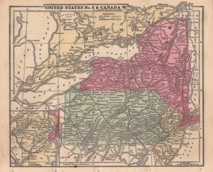1867 ANTIQUE CORNELL GRAMMAR SCHOOL ATLAS-MAP OF NEW YORK, PENNSYLVANIA, CANADA - Picture 1 of 1