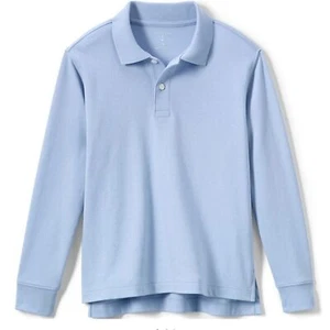 School Uniform Kids long Sleeve Interlock Polo Shirt chambray blue size medium - Picture 1 of 4