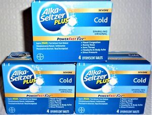 BAYER Alka-Seltzer Plus Effervescent Tablets Severe Cold Lot of 1 to 6 (4 Tabs)*