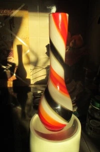 Nasco Japan Opaline Art Glass Vase White Orange Black Vintage Bud Vase 8''+ Tall - Picture 1 of 7