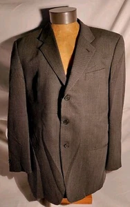 Men MANI By Giorgio Armani Black Gray Fine Wool Three Button Jacket 44R VTG NWD - Picture 1 of 15